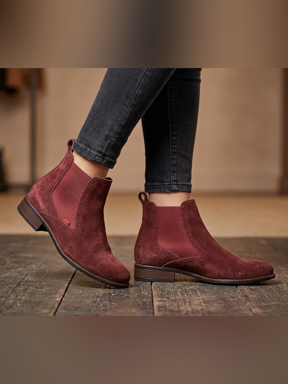 Marc Joseph New York Suede Heel Chelsea Boot Booties Perforated Detail Chukka